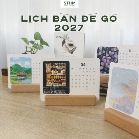 Lịch bàn đế gỗ 2027 - Không kèm đế gỗ