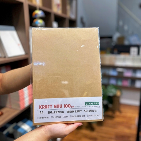 Giấy kraft nâu 2 mặt xấp 50 tờ