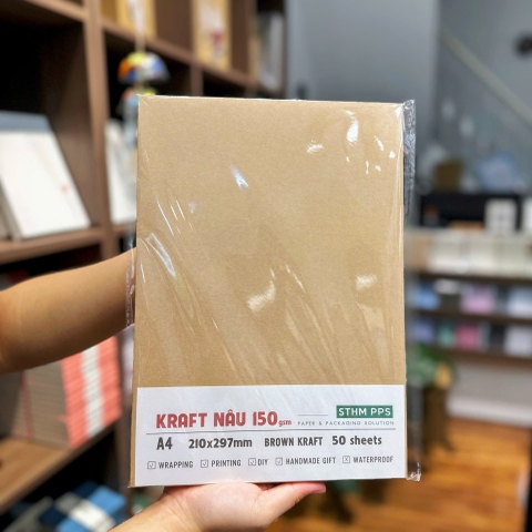 Giấy kraft nâu 2 mặt xấp 50 tờ