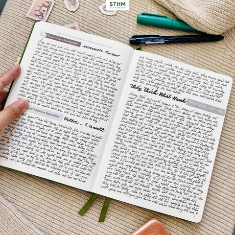 Sổ tay may chỉ bìa cứng PU A5 Nhật ký đọc sách Reading Jounal