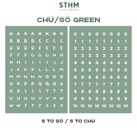 Giấy tự dính (sticker) A6 Chữ và Số xấp 5 tờ
