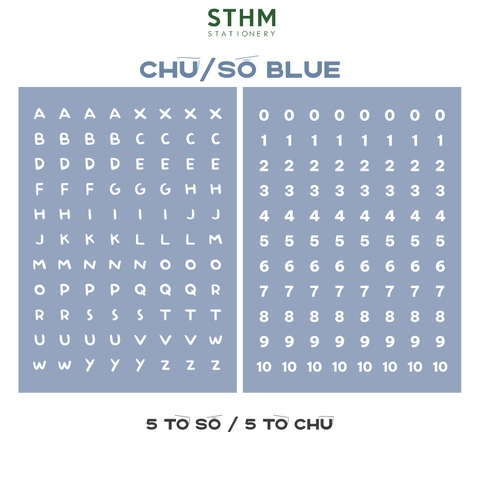 Giấy tự dính (sticker) A6 Chữ và Số xấp 5 tờ