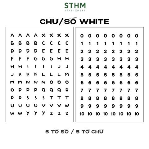 Giấy tự dính (sticker) A6 Chữ và Số xấp 5 tờ