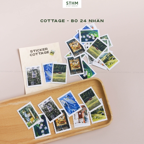 Giấy tự dính (sticker) hình con tem bộ 24 cái