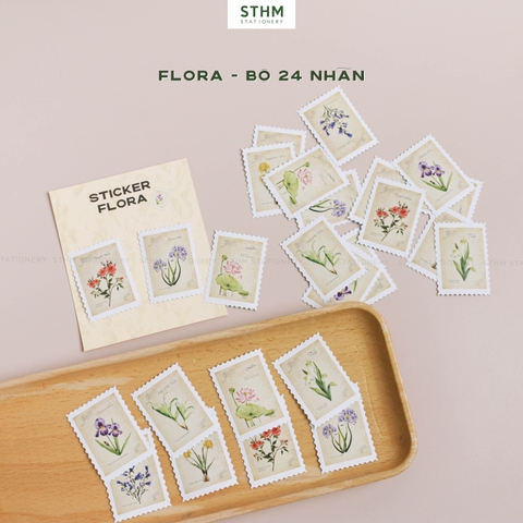 Giấy tự dính (sticker) hình con tem bộ 24 cái