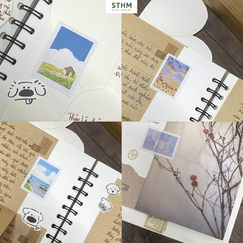 Giấy tự dính (sticker) hình con tem bộ 24 cái