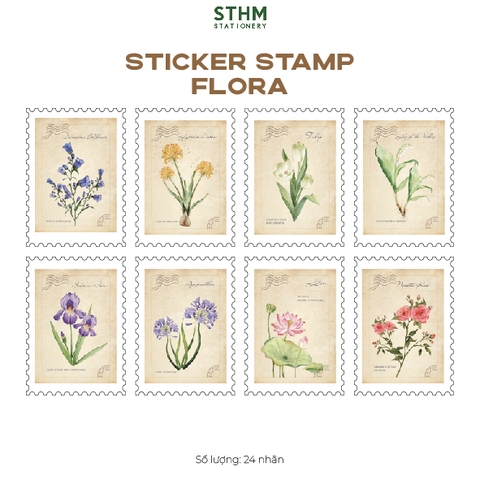 Giấy tự dính (sticker) hình con tem bộ 24 cái