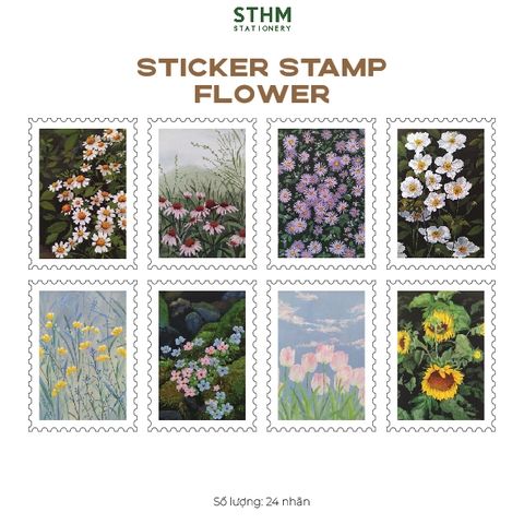 Giấy tự dính (sticker) hình con tem bộ 24 cái