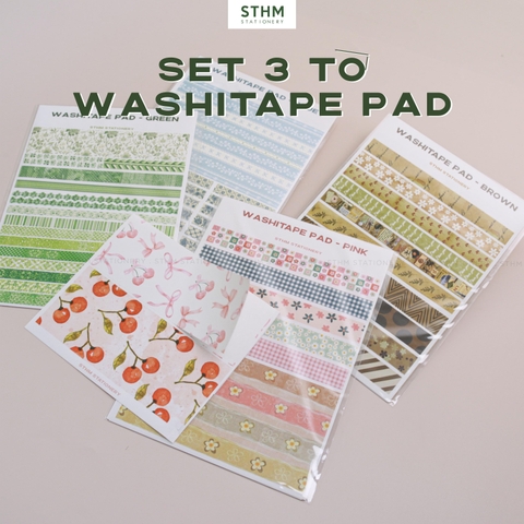 Giấy tự dính Washitape Pad khổ A5 xấp 3 tờ