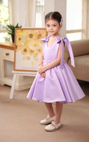 Đầm Violet - Đầm cổ tim nơ vai