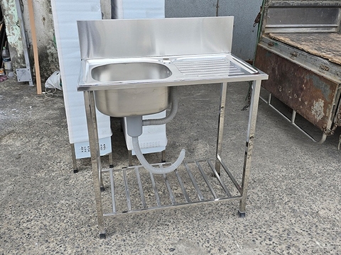 Chậu rửa bát inox có chân và thành chắn