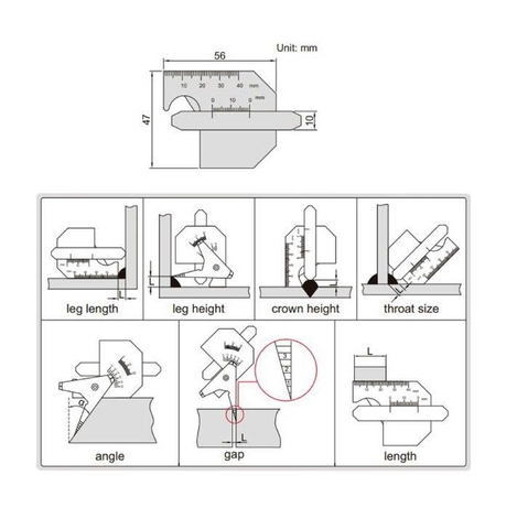 Thước đo mối hàn đa năng Insize 6832-1