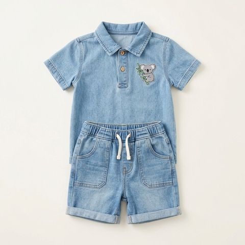Set áo gấu denim