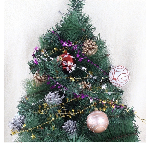 Dây kim tuyến dài 7m5 dạng kẽm đính ngôi sao nhiều mà phụ kiện trang trí cây thông noel trang trí nhà cửa lễ tết năm mới