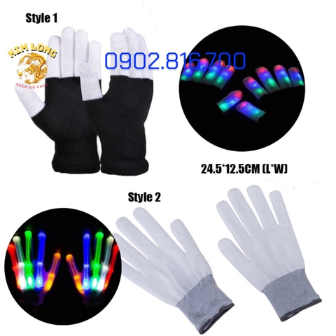 1 CẶP GĂNG TAY GLOVER ĐÈN LED 7 MÀU PHÁT SÁNG NGHỆ THUẬT ĐƯỜNG PHỐ TRANG PHỤC HÓA TRANG HALLOWEEN TRUNG THU