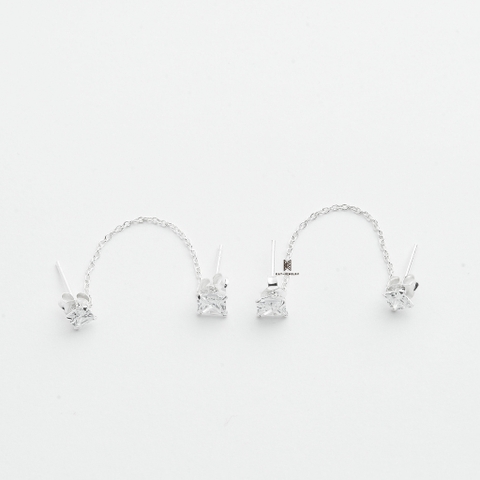 E STUD CHAIN GEM CZ