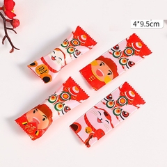 Túi kẹo nougat đỏ đầu lân (200c) 4*10 cm