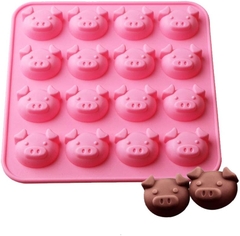 Khuôn silicon 16 mặt heo ngộ nghĩnh