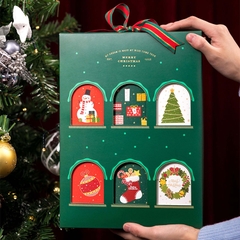 Bộ túi hộp đựng quà Noel cửa sổ 6 ngăn (5 bộ)