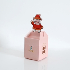 Hộp giấy vuông quai xách có cửa sổ X-mas 8.5x8.5x10cm (10c)