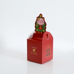 Hộp giấy vuông quai xách có cửa sổ X-mas 8.5x8.5x10cm (10c)