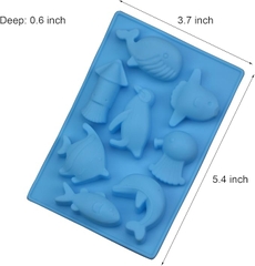 Khuôn silicon 7 ô sinh vật biển
