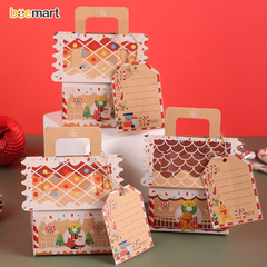 Hộp giấy kraft Noel hình ngôi nhà kèm tag