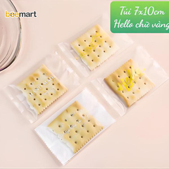 Túi đựng cookies trong chữ trắng vàng 7*10 (20c)