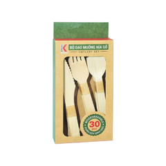 Bộ dao muỗng nĩa gỗ Kokusai (30 cái)