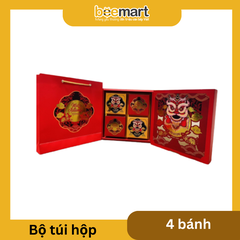 Bộ túi hộp trung thu Kỳ Lân Hạnh Phúc 4 bánh