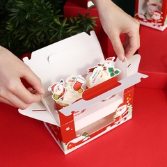 Hộp cupcake quai xách noel 2 bánh màu đỏ