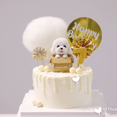 Chó giỏ trắng trang trí bánh