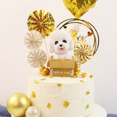 Chó giỏ trắng trang trí bánh