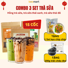 Combo 3 set trà sữa: Hồng trà, thái xanh, thái đỏ