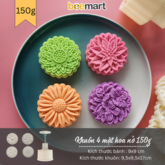 Khuôn trung thu lò xo 4 mặt hoa nở 150g
