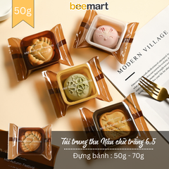 Túi trung thu Nâu chữ trắng số 6.5 đựng bánh 50g (50c)
