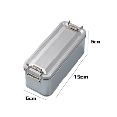 Hộp thiếc chữ nhật nắp khóa cài 15x6x6,5cm
