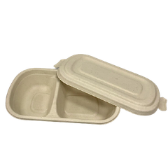 Hộp bã mía 2 ngăn có nắp rời 229x134x44mm (nắp bã mía)