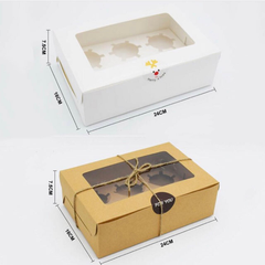 Hộp cupcake mở nắp 6 bánh màu nâu
