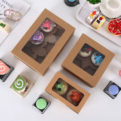 Hộp cupcake mở nắp 6 bánh màu nâu