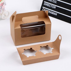 Hộp cupcake quai xách 2 bánh màu nâu