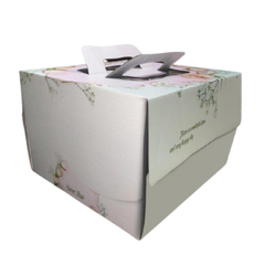 Hộp gato quai xách kèm đế lót hoa hồng 20cm