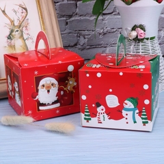 Hộp đựng quà Noel ông già tuyết đỏ 8x9x9cm