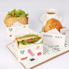 Hộp giấy đựng bánh humburger hình bánh 13*7 cm