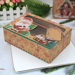 Hộp giấy Kraft họa tiết Ông già Noel (kèm dây+tag)