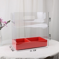 Hộp mica trong đế đỏ size 15.5*26.5*28.5cm