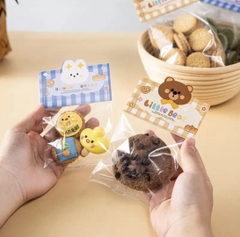 Túi cookie trong đựng bánh kèm tag gấu thỏ 9x12cm (10c)