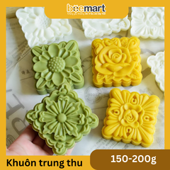 Khuôn trung thu lò xo hoa vuông 4 mặt