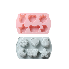 Khuôn silicon đổ socola 6 viên bướm sao hoa