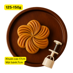 Khuôn trung thu lò xo Mẫu lục hoa 1 mặt 150g